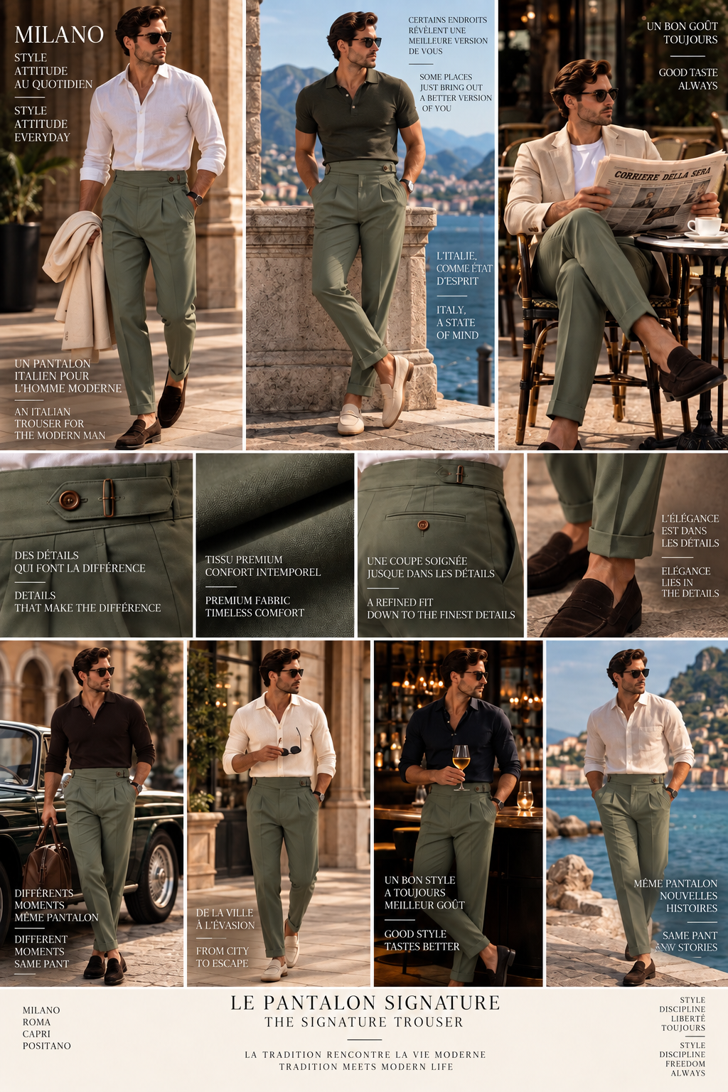 Milano Trouser- Muted Olive